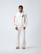 Eternal Bloom Unisex Off White Oversized Fit Fleece Hoodie