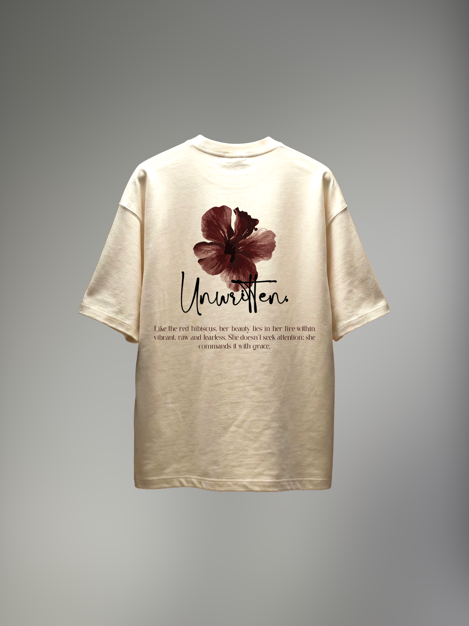 Red Hibiscus Unisex Off-White Oversized T-Shirt
