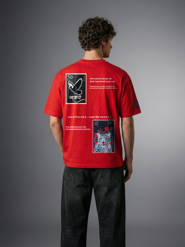 The Stamp Unisex Red Oversized T-Shirt