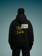 Open Studio Unisex Black Oversized Fit Fleece Hoodie