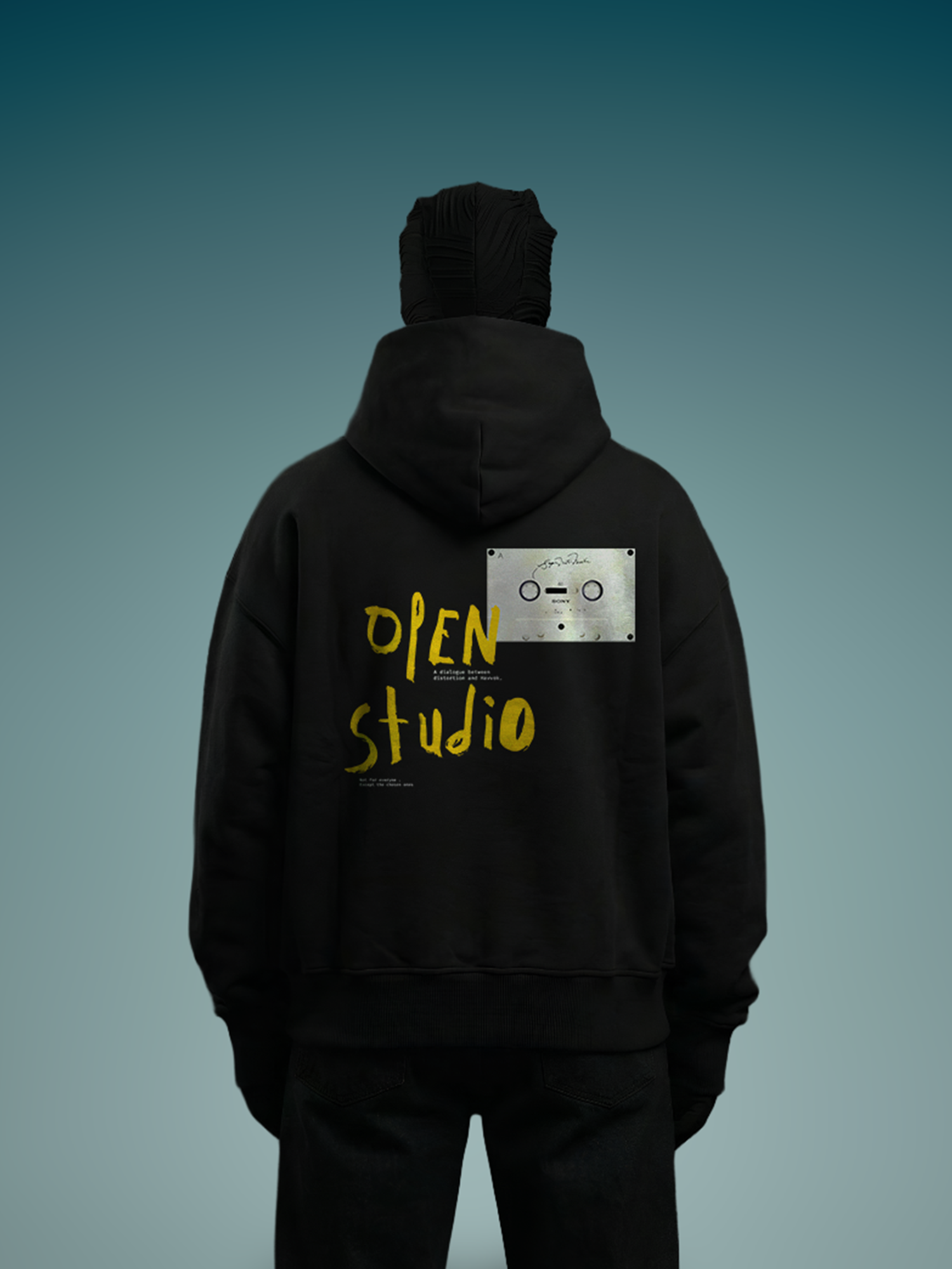 Open Studio Unisex Black Oversized Fit Fleece Hoodie
