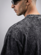 Fragile Fury Unisex Black Acid Wash Oversized Tshirt