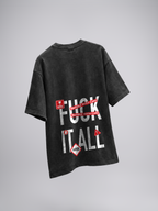 Fragile Fury Unisex Black Acid Wash Oversized Tshirt