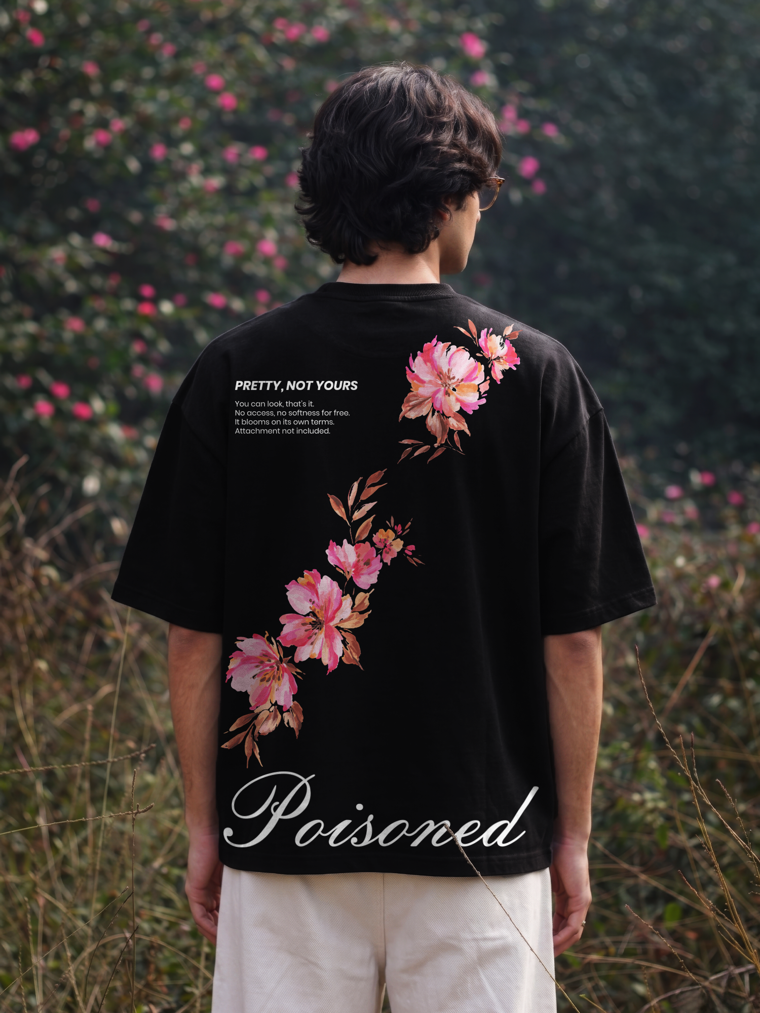 Poisoned Bloom Unisex Black Oversized T-Shirt