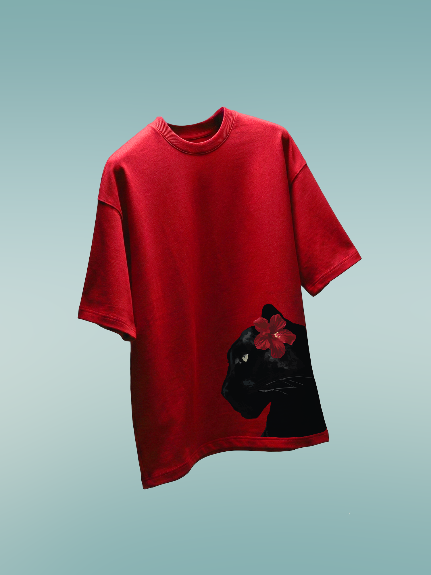 Black Panther Unisex Red Oversized T-Shirt