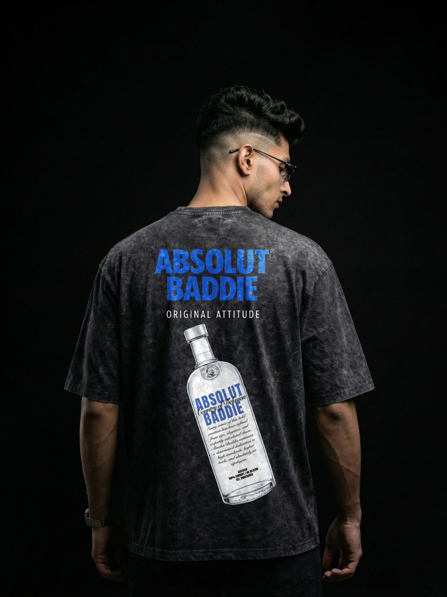 The Absolut Baddie Unisex Black Acid Wash Tshirt