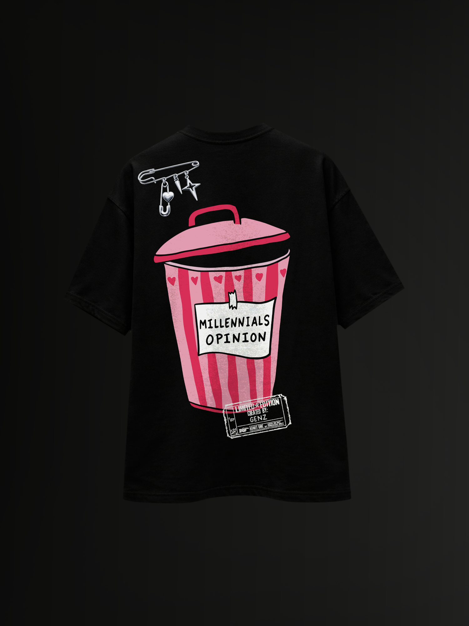 The Millennials Unisex Black Oversized T-Shirt