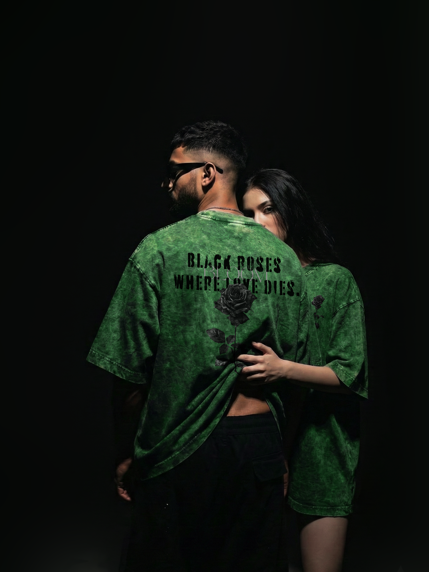 Dark Rose Unisex Green Oversized T-Shirt