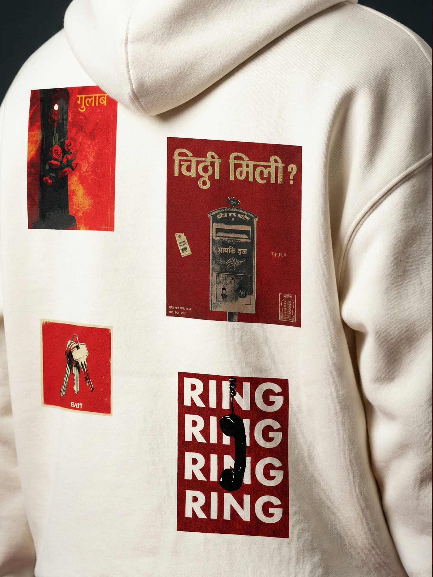 The Sabr Unisex Off White Oversized Fit Fleece Hoodie