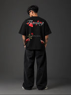 Flaming Unisex Black Oversized T-Shirt