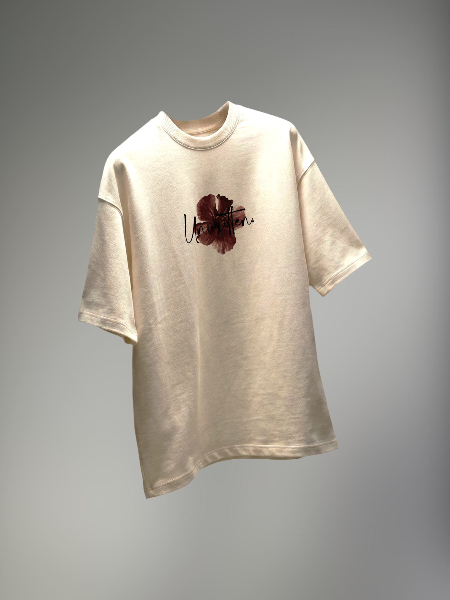 Red Hibiscus Unisex Off-White Oversized T-Shirt