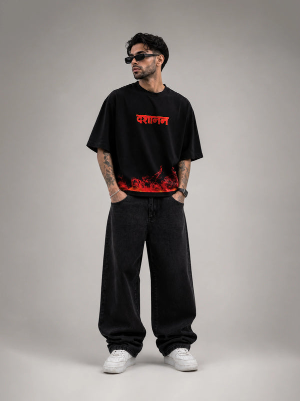 Ravan Unisex Black Oversized T-Shirt