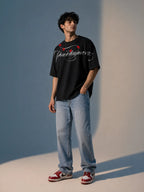 The Kisses Unisex Black Oversized T-Shirt