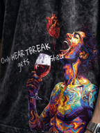 Broken Pour Unisex Black Acid Wash Tshirt