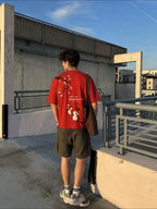 The Elysian Bloom Unisex Red Oversized T-Shirt