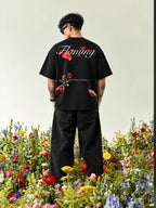 Flaming Unisex Black Oversized T-Shirt