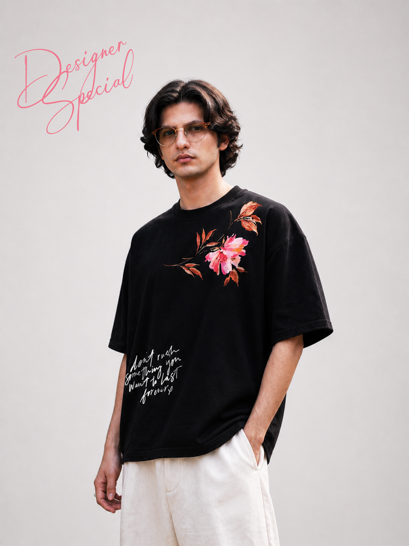 Poisoned Bloom Unisex Black Oversized T-Shirt