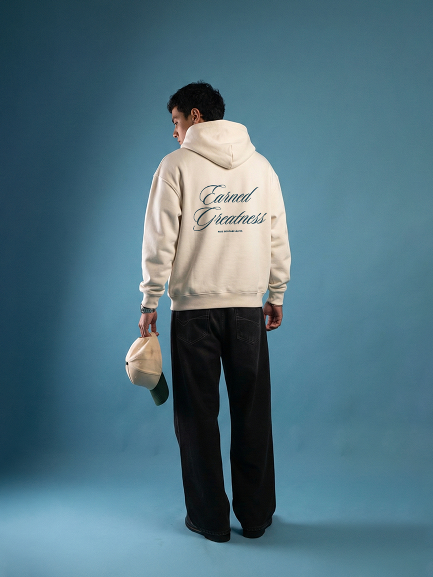 Earned Legacy Unisex Off White Oversized Fit Fleece Hoodie