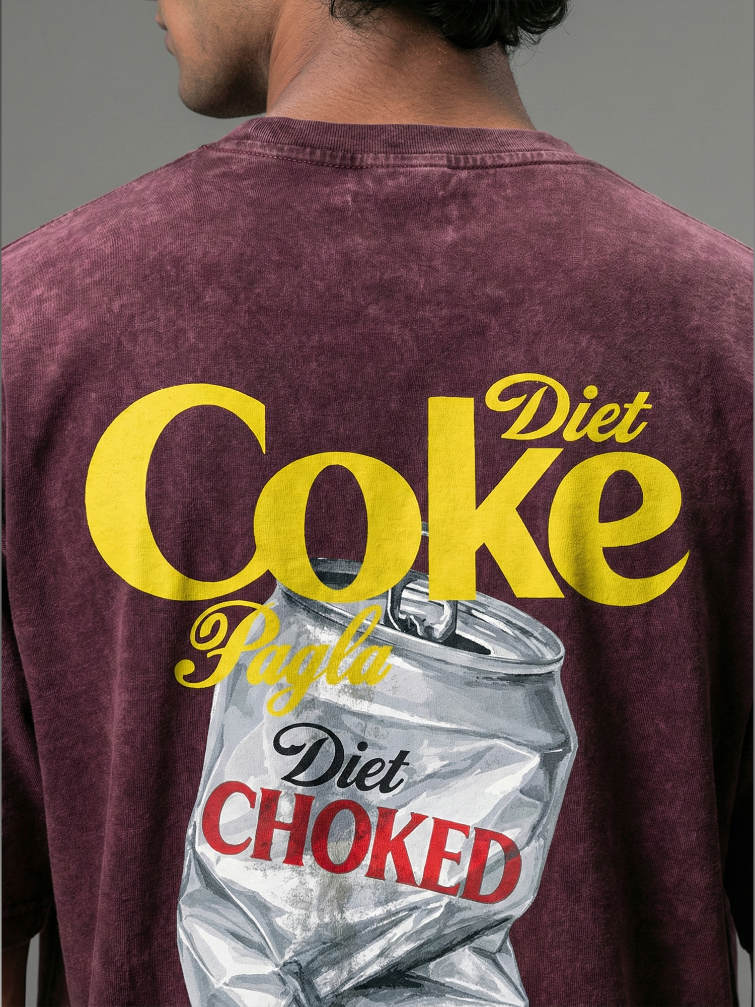 The Diet Choke Unisex Maroon Acid Wash Tshirt