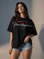 The Kisses Unisex Black Oversized T-Shirt