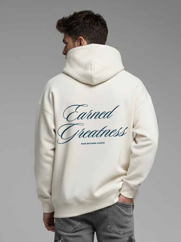 Earned Legacy Unisex Off White Oversized Fit Fleece Hoodie