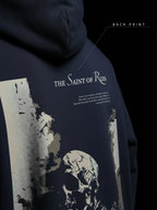 The Ruin Unisex Navy Blue Oversized Fit Fleece Hoodie