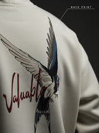 Urban Flight Unisex Off White Oversized Fit Fleece Hoodie