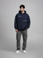 The Ruin Unisex Navy Blue Oversized Fit Fleece Hoodie