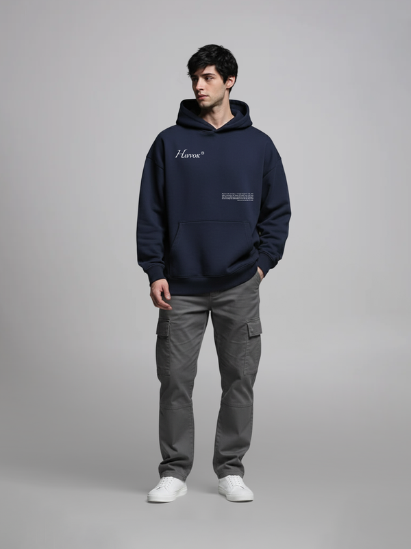 The Ruin Unisex Navy Blue Oversized Fit Fleece Hoodie