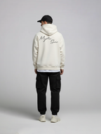The Mystic Roar Unisex Off White Oversized Fit Fleece Hoodie