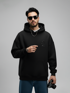 Dark Rose Unisex Black Oversized Fit Fleece Hoodie