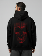 Sinister Skull Men's Black Oversized Fit Fleece Hoodie