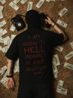 Going To Hell Unisex Black Oversized Tshirt