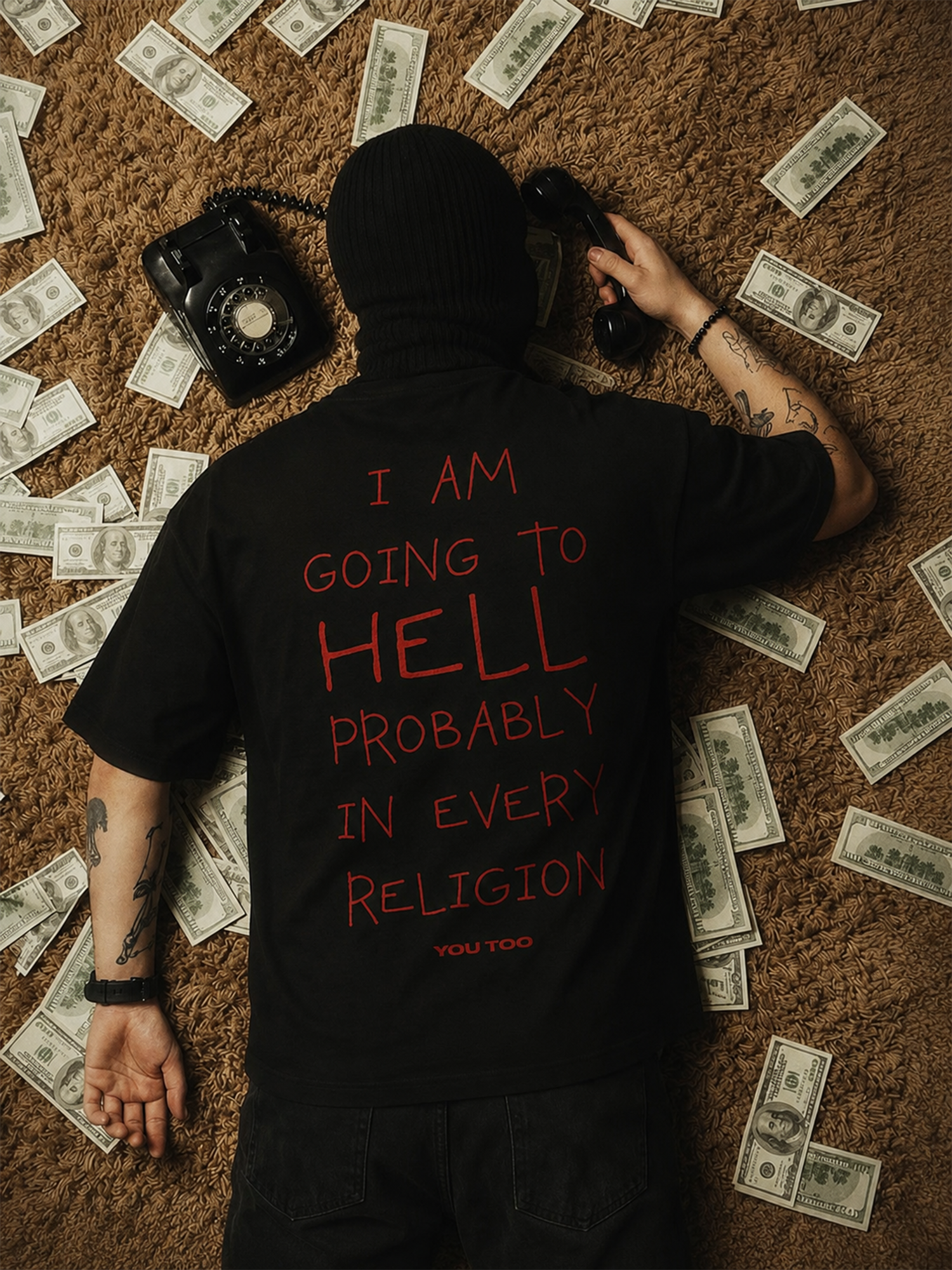 Going To Hell Unisex Black Oversized Tshirt