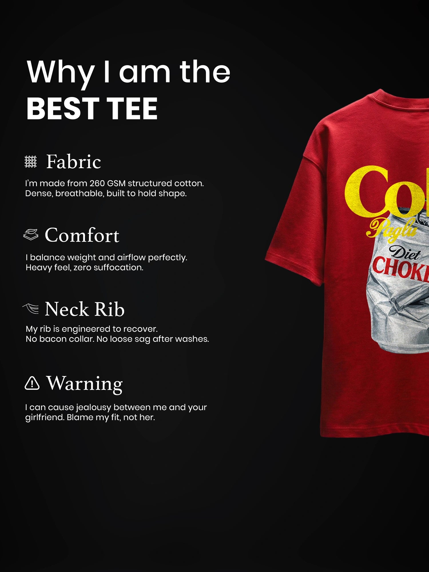 The Diet Choke Unisex Red Oversized Tshirt