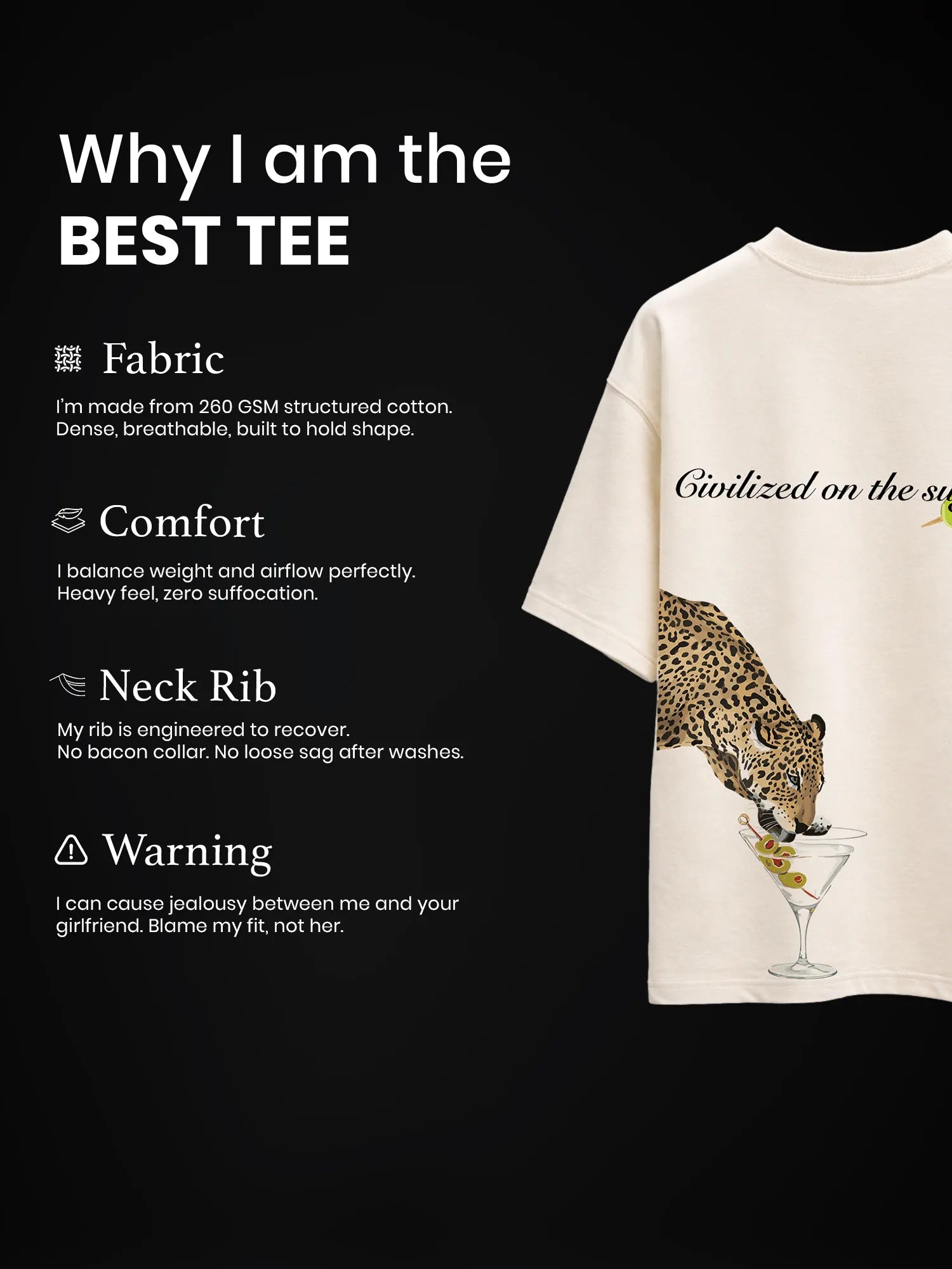 Predator's Pour Unisex Off-White Oversized T-Shirt