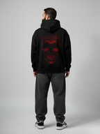 Sinister Skull Men's Black Oversized Fit Fleece Hoodie
