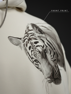 The Mystic Roar Unisex Off White Oversized Fit Fleece Hoodie