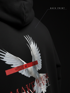 Celestial Flight Unisex Black Oversized Fit Fleece Hoodie