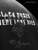 Dark Rose Unisex Black Oversized Fit Fleece Hoodie