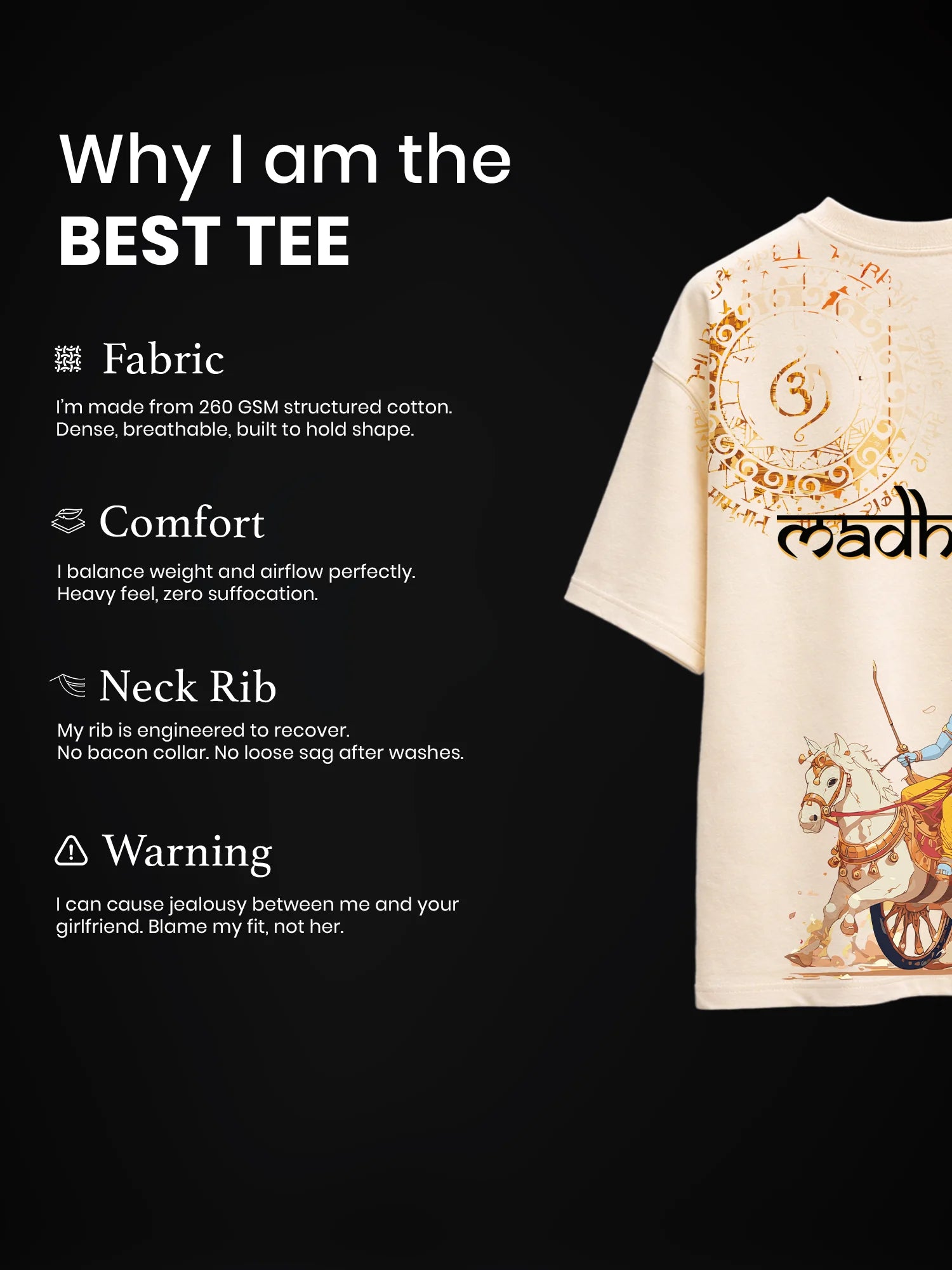 The Divine Command Unisex Off-White Oversized T-Shirt