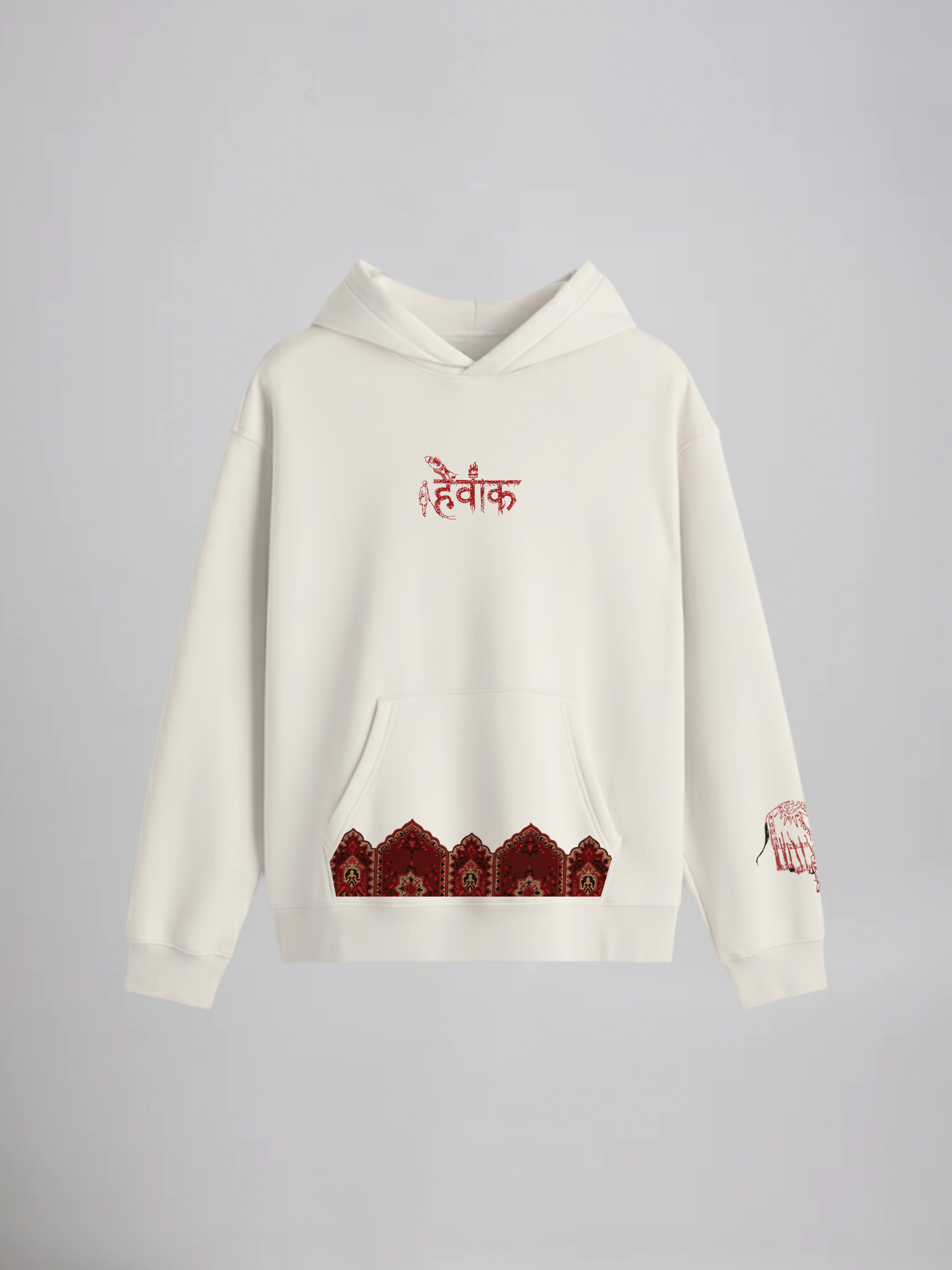 Astitva Unisex Off White Oversized Fit Fleece Hoodie