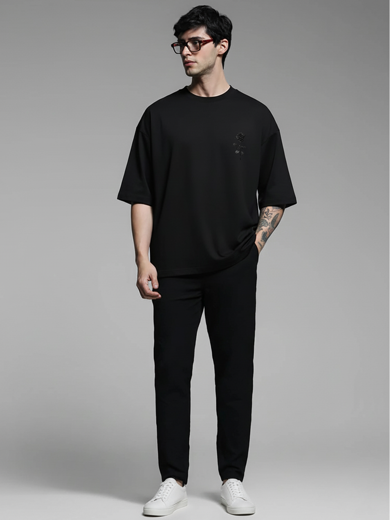 Dark Rose Black Tshirt