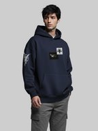 The 666 Club Men's Navy Blue Oversized Fit Fleece Hoodie