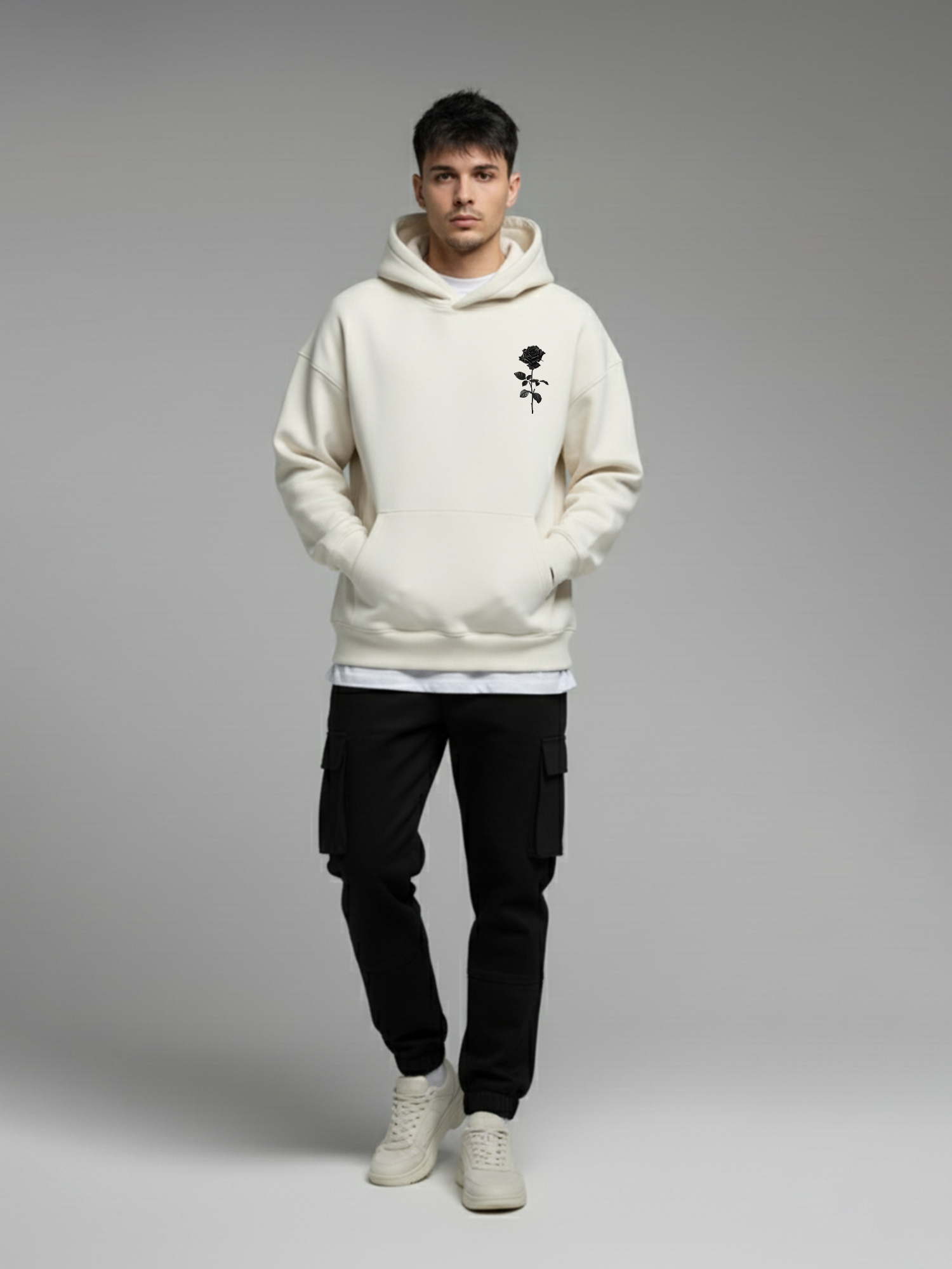 Dark Rose Off-White Hoodie