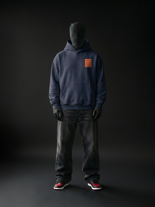 The Frame Unisex Navy Blue Oversized Fit Fleece Hoodie