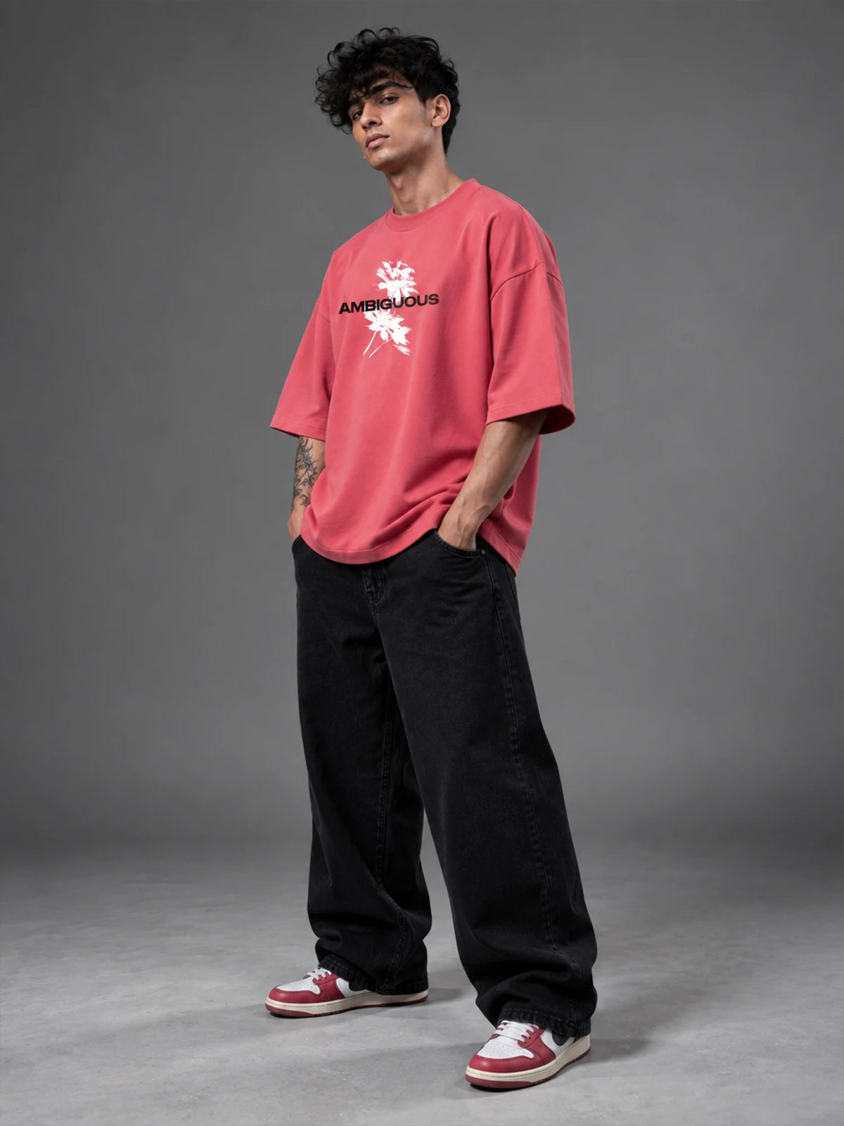 Ambiguous Unisex Pink Oversized T-Shirt