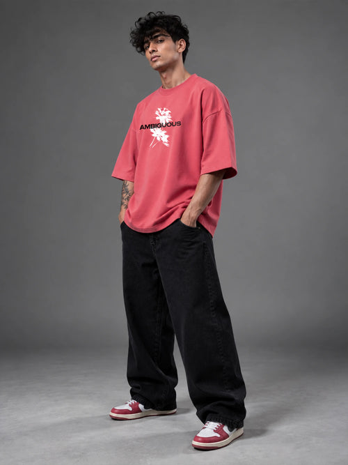 Ambiguous Unisex Pink Oversized T-Shirt