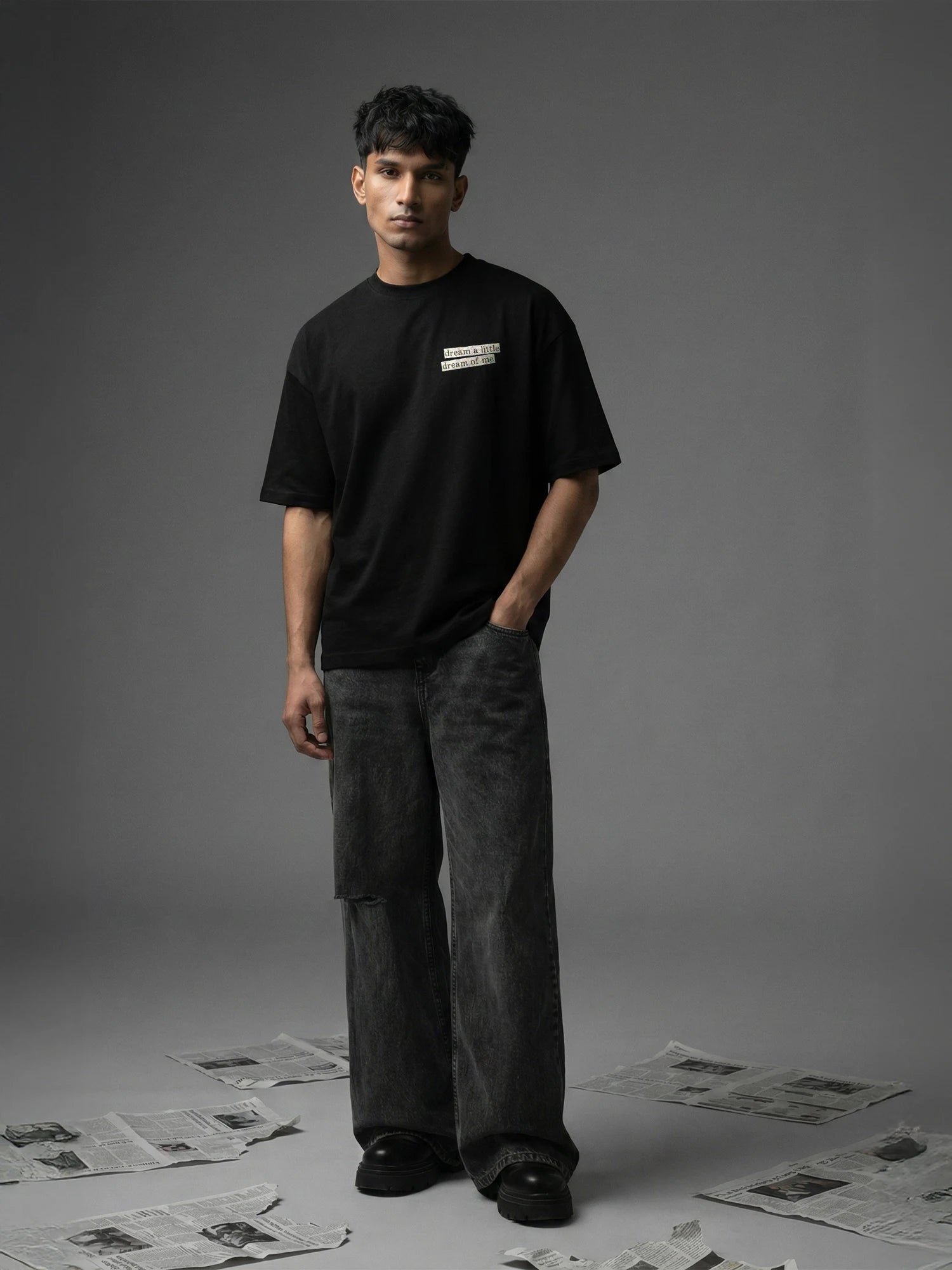 Eclipsed Dreams Unisex Black Oversized T-Shirt