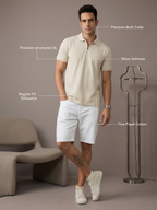 Classic Beige Unisex Zipper Polo